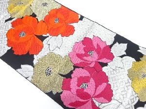 アンティーク　雲に花模様織り出し袋帯（着用可）